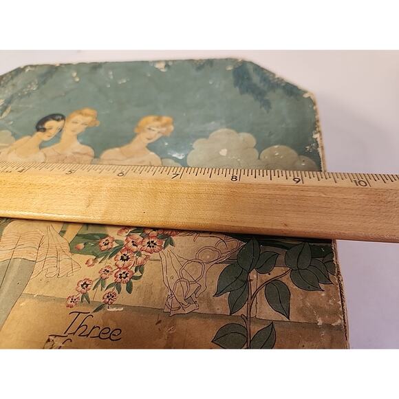 Art Deco Cardboard Powder BOX 3 Flowers Art Deco Richard Hudnut George Barbier - Picture 7 of 16